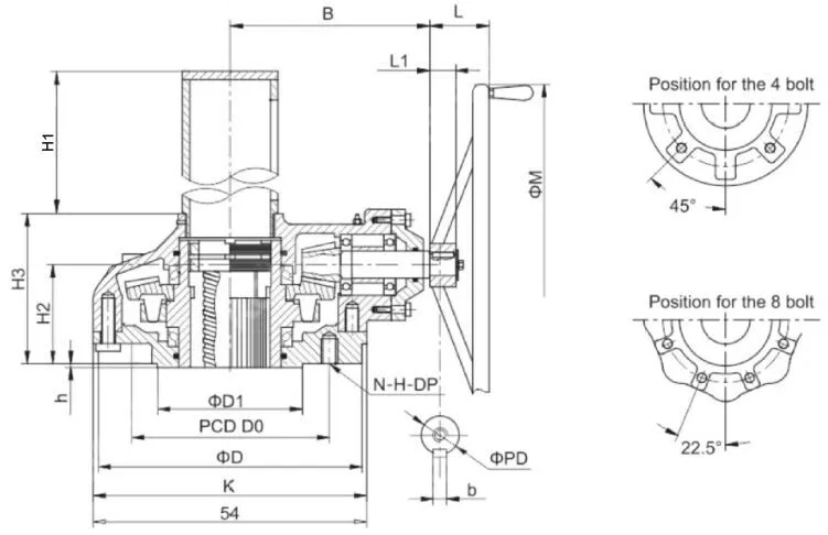 Multi-Turn Bevel Gearbox, DI, Carbon Steel, 360 – 6,000 Nm