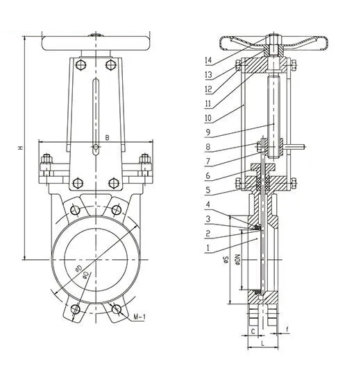 Non-rising Stem Knife Gate Valve, ASTM A351 CF8, DN100, PN10
