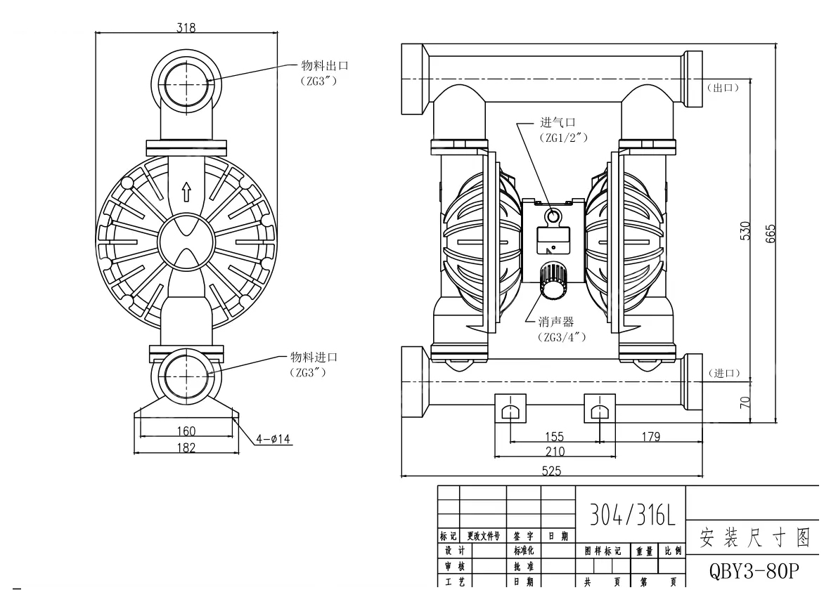 Pneumatic Actuated Diaphragm Pump, Aluminum Alloy, Threaded