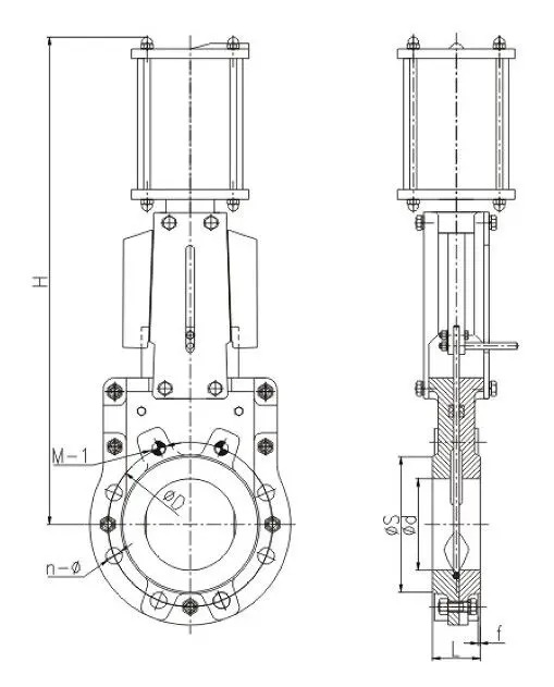 Pneumatic Knife Gate Valve, Ductile Iron GGG40, 4 IN, CL150