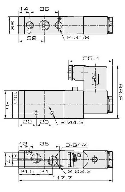 Pneumatic Solenoid Valve, 3-Way, 2-Position, 0.15-0.8 MPa