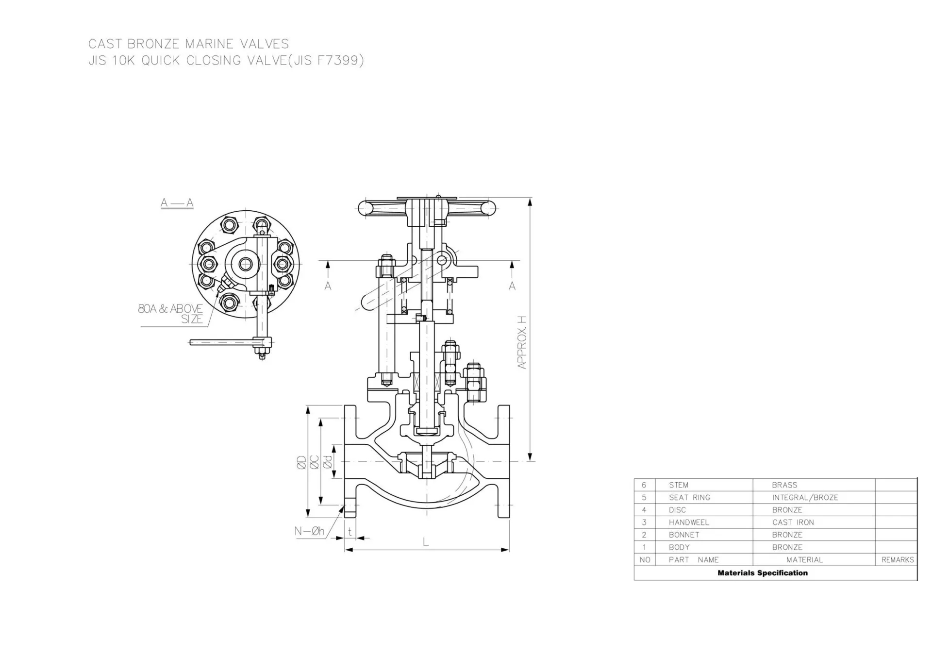 Quick Closing Valve, JIS F7399, Cast Bronze, 50A, 2 IN, 10K
