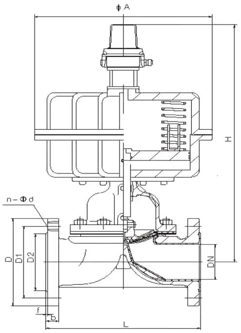 Rubber Lined Diaphragm Valve, Ductile Iron, DN150, Pneumatic