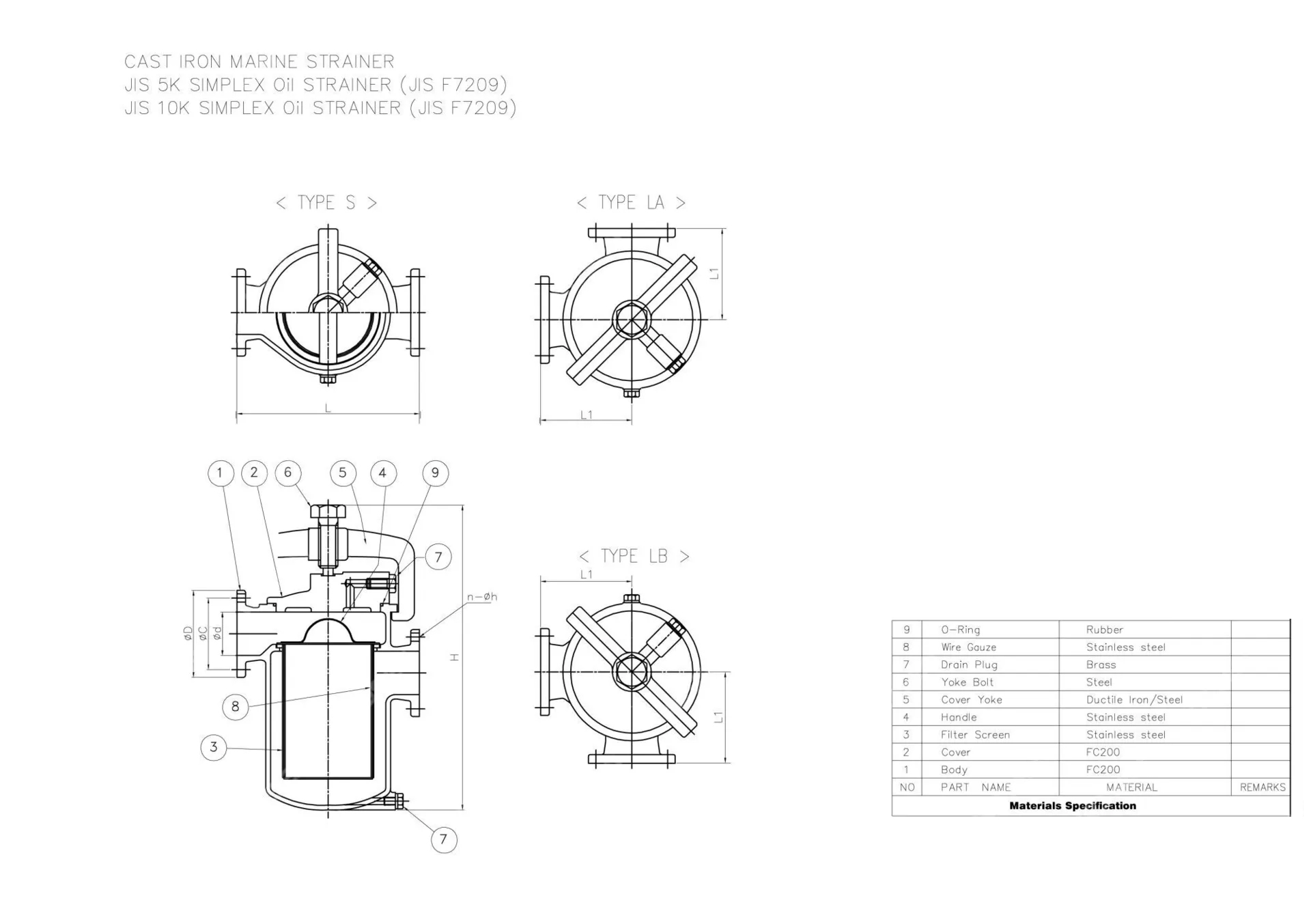 Simplex Oil Strainer, JIS F7209, FC200, 25A, 5K, 1 Inch, FF