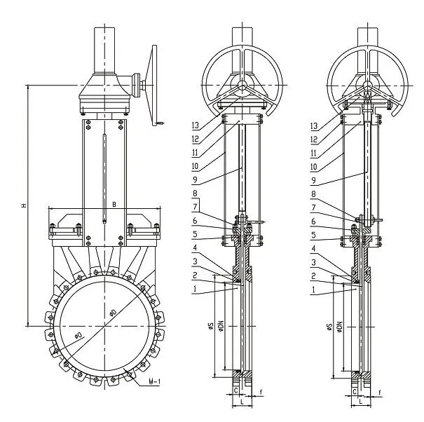 Stainless Steel Knife Gate Valve, A351 CF8M, 16 IN, NRS, Lug