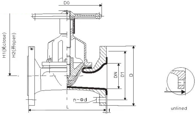 Straight Through Diaphragm Valve, Ductile Iron, DN50, PN10