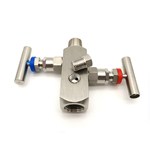 2 Way Manifold Valve, SS 316L, 1/2 IN, DN15, 6000 PSI, FNPT