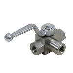 3 Way Hydraulic Ball Valve, Stainless Steel, 6000 PSI, FNPT