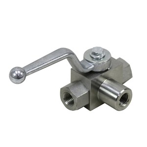 3 Way Hydraulic Ball Valve, Stainless Steel, 6000 PSI, FNPT