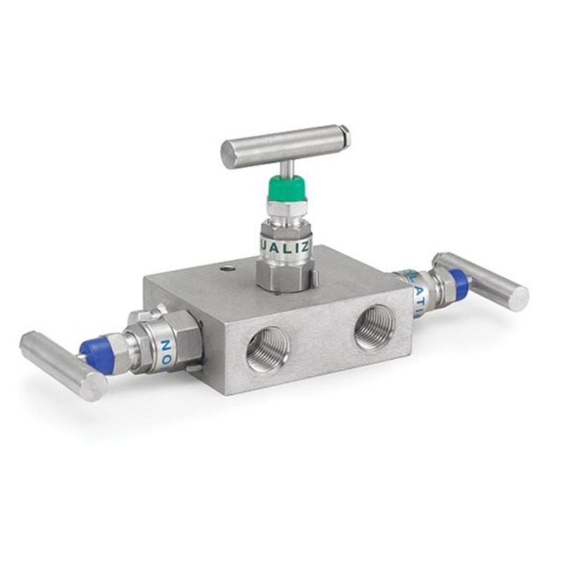 3 Way Manifold Valve, Stainless Steel 316, 1/2 IN, 6000 PSI