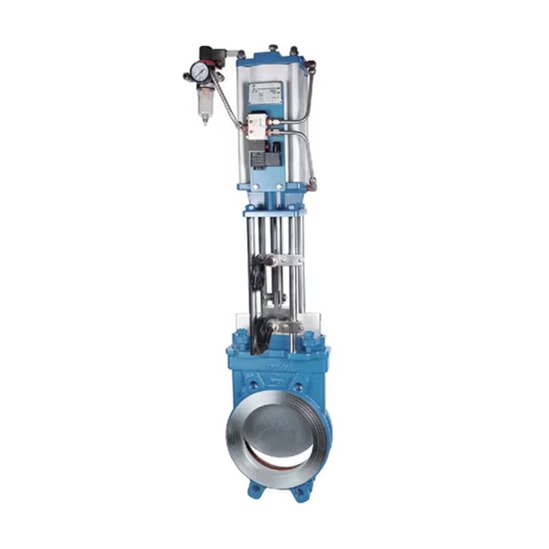 Carbon Steel Knife Gate Valve, WCB, DN150, PN10, Pneumatic