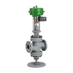 Pneumatic Three Way Control Valve, A216 WCC, 6 Inch, 150 LB