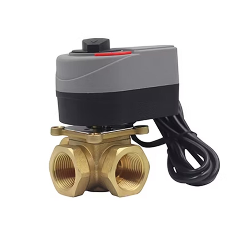 Rotary Actuator 3 Way Electrical Motorized Ball Valve Thermostatic Water Mixing Diverting Valve with Electric Acuator