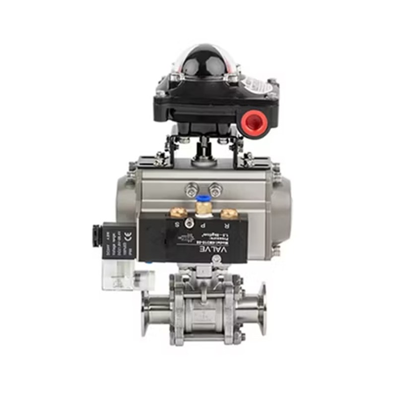 Stainless Steel Titanium Cobalt Alloy Nickel Clamped Ball Valve 3 PC Ball Valve with Pneumatic Actuator