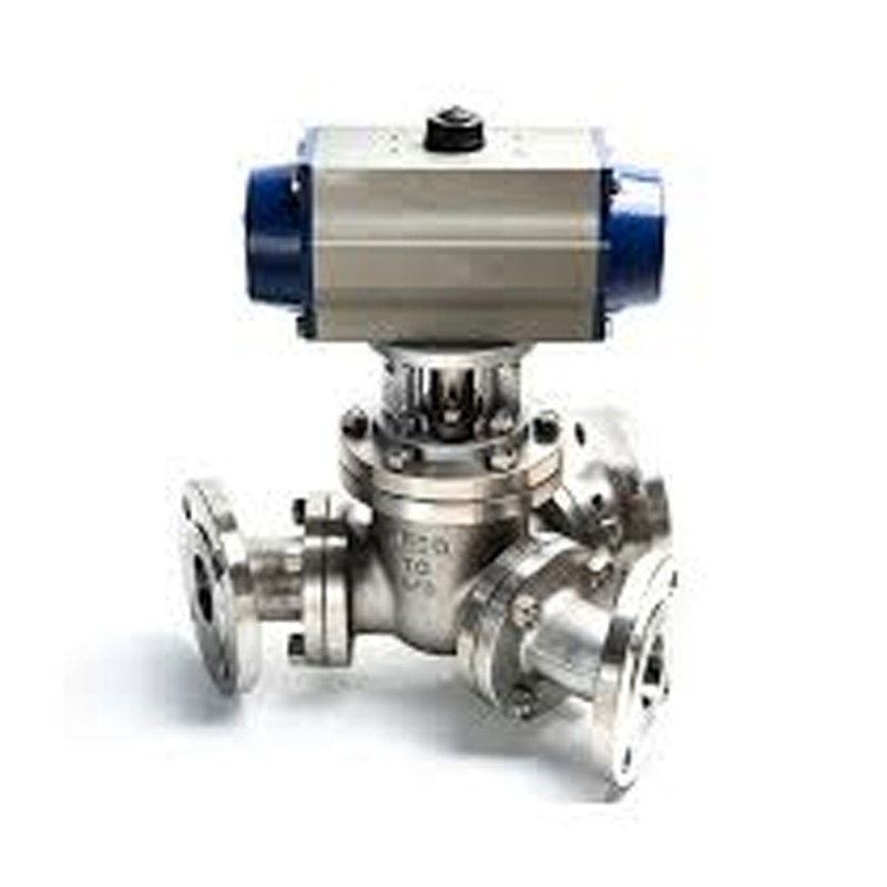 Y-Type Three-Way Ball Valve, A351 CF8, DN65, PN16, Pneumatic